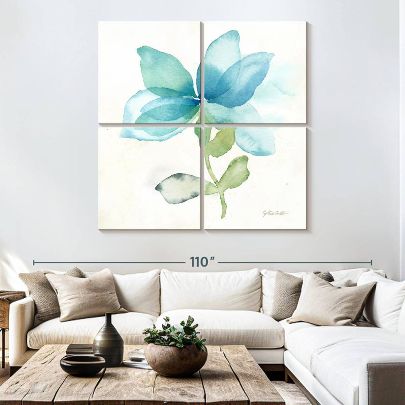 Harnek - coquelicot bleu simple I, H 74 po x l 74 po