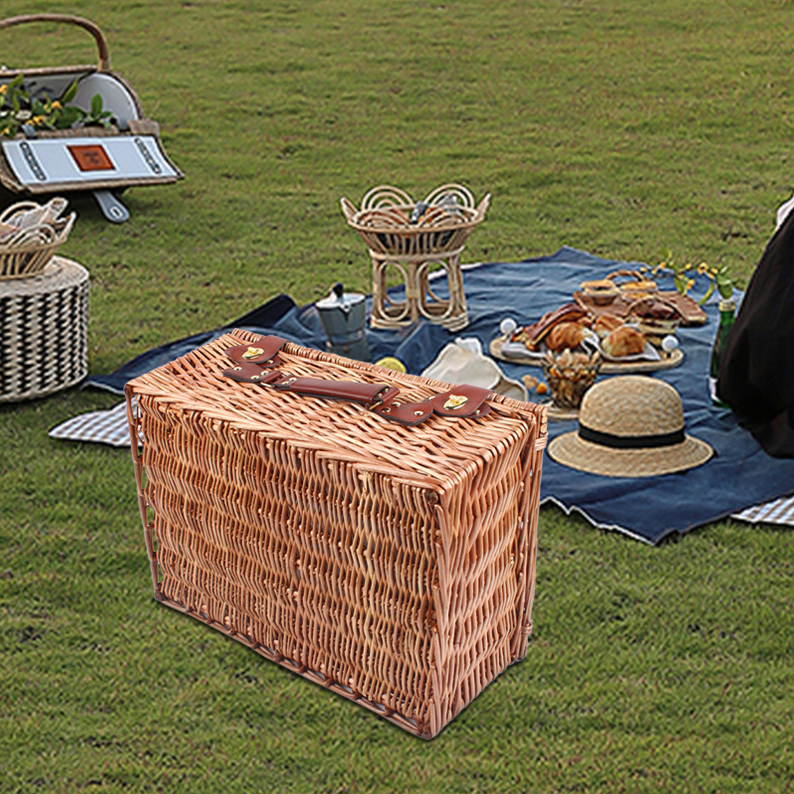 4 person Handmade Rattan Picnic Basket