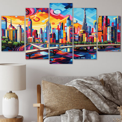 Pop Art, impression de toile de ville - 5 panneaux