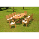 Polla Outdoor 11 - Piece Teak Dining Set