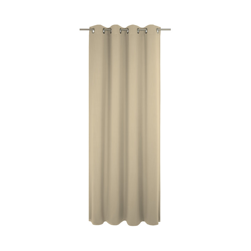 Uni Collection Light 100% Cotton Opaque Grommet / Eyelet Single Curtain Panel, 142cm wide x 295cm high, Beige