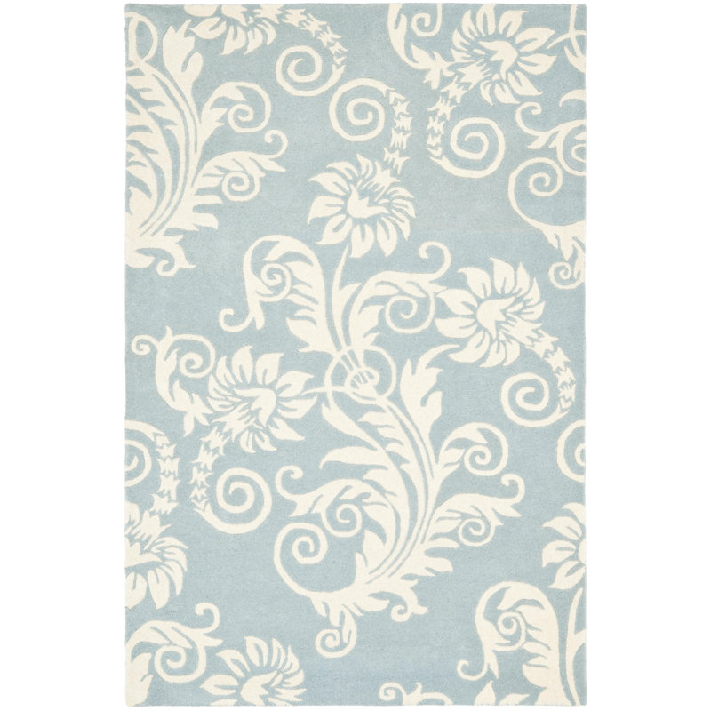 Candelo Hand Tufted Wool And Viscose Floral Rug, Rectangle 5' x 8'