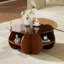 Table basse à plateau rond en verre trempé de 31,5 po avec cadre en MDF et table à 4 tablettes-1081982075