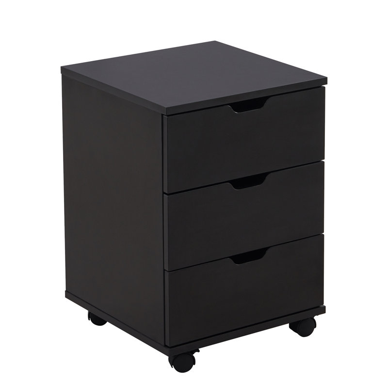 Holmquist 15.7'' Wide 3 -Drawer Mobile File Cabinet, Black