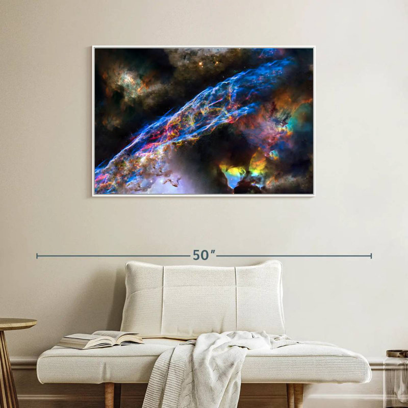 Nébuleuse du voile brillant, Cadre flottant blanc, 40 po x 27 po