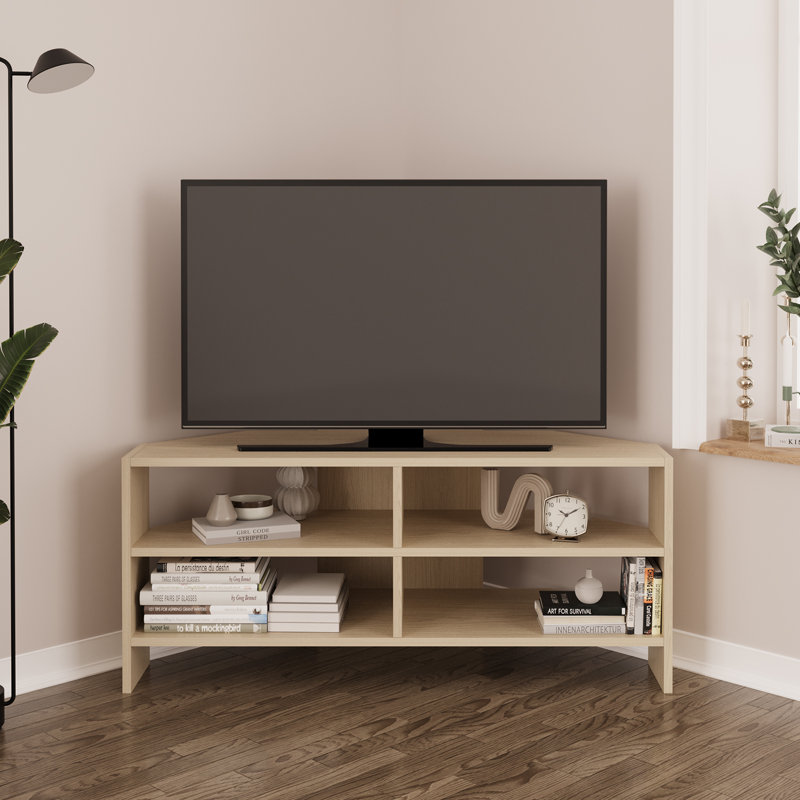 Roy Corner TV Unit for 43–48 Inch TVs, Modern Corner TV Stand Cabinet with Storage Shelves, Space Saving Media Console for Living Room, Compact Television Stand with 6 Colour Options