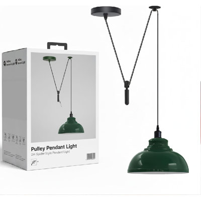 Luminaire suspendu Pulley, abat-jour industriel en métal avec cordon réglable de 2 m pour îlot de cuisine, salle à manger, bar, café et éclairage domestique