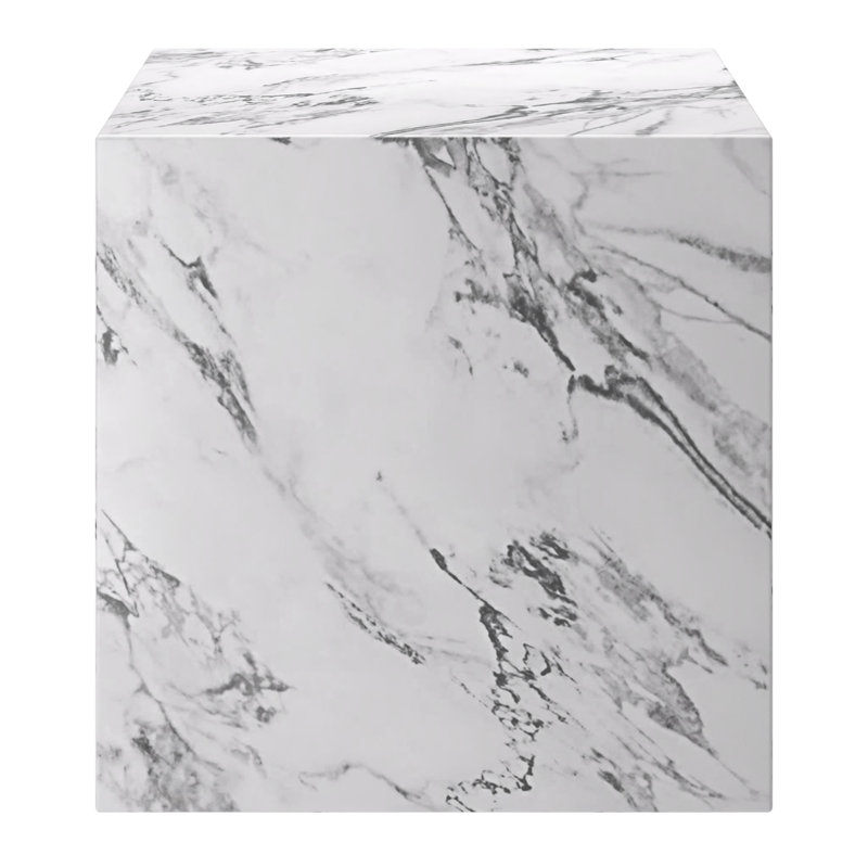 Contemporary ECC Concrete Contract Grade Square Accent Table - Bulgari White, 15.75" H x 15.75" W x 15.75" D