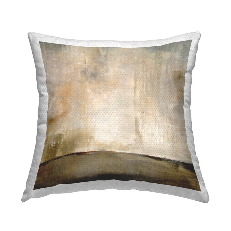 Coussin décoratif abstrait à motif abstrait brossé rustique par Karen Hale