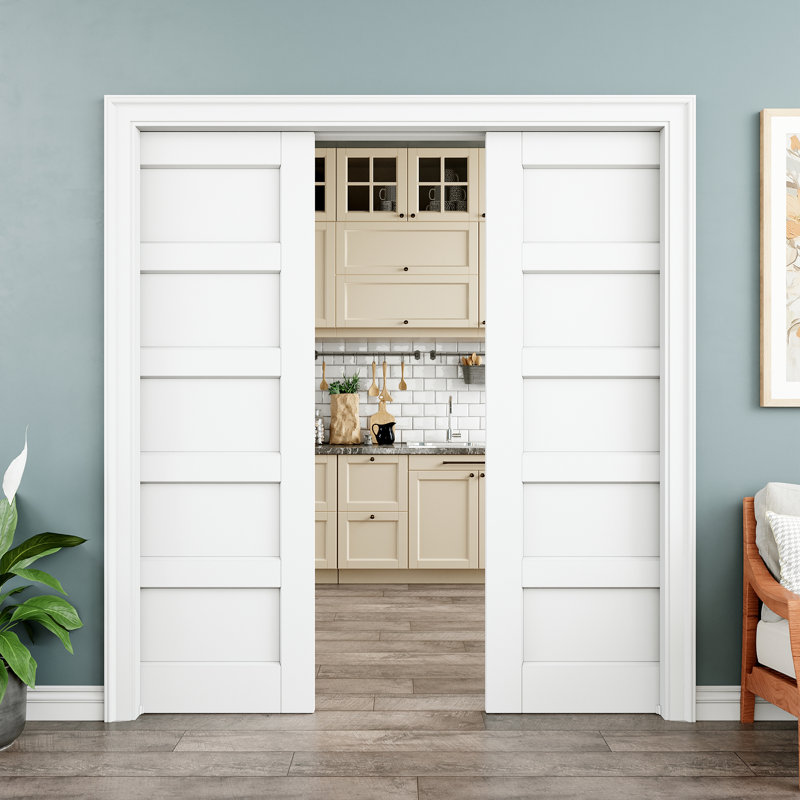 Interior Solid Panel Sliding Closet Door Solid Prefinished Sliding Door With Soft Close, 72" x 80"