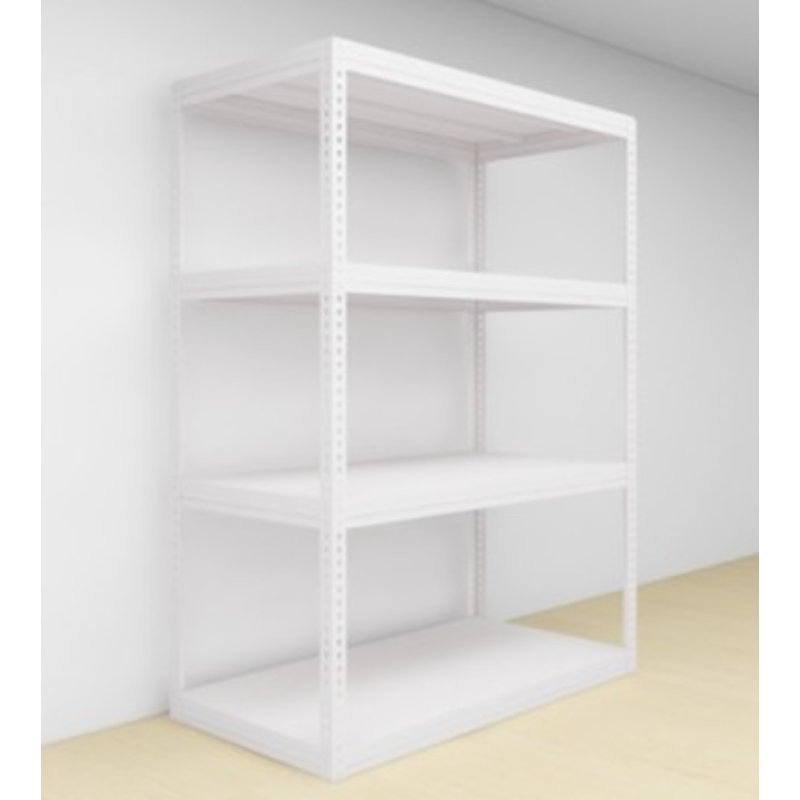 Étagère de rangement robuste à 4 niveaux sans boulons, étagère utilitaire moderne très large (H 60 po x l 36 po x P 12 po) - Blanc