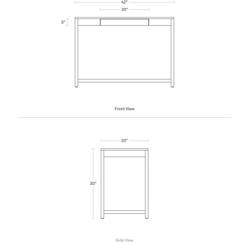 Open Plan Writing Desk, 30" H x 42" W x 20" D, White Oak