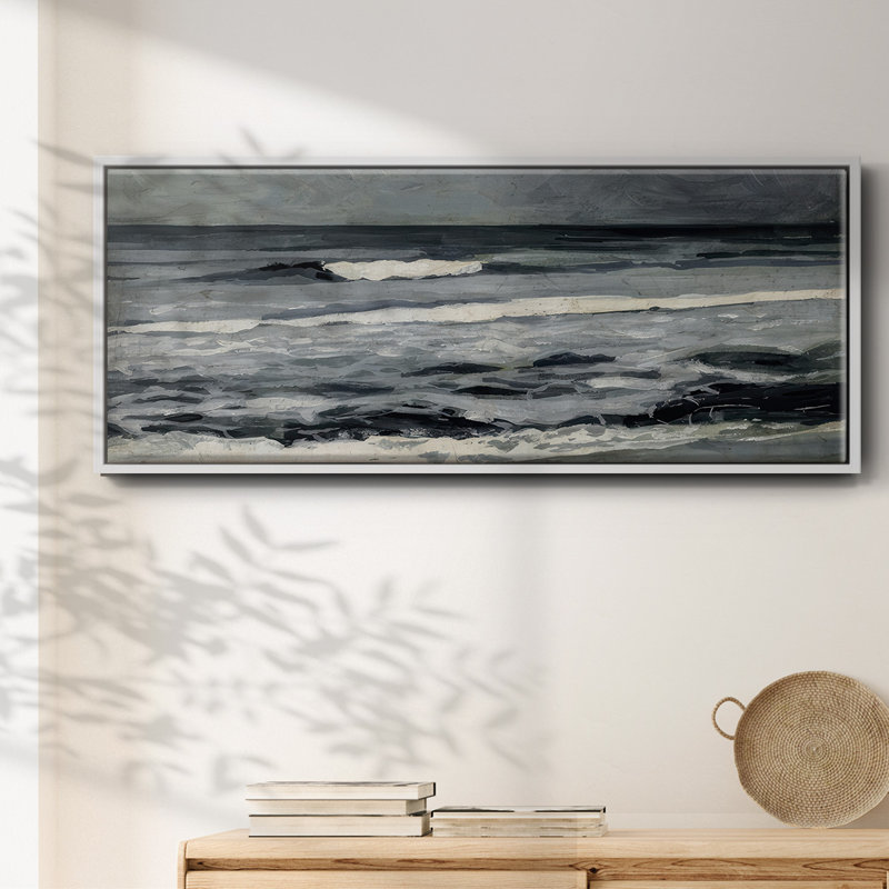" Moody Sea II ", 8" H x 20" W x 1.5" D, White