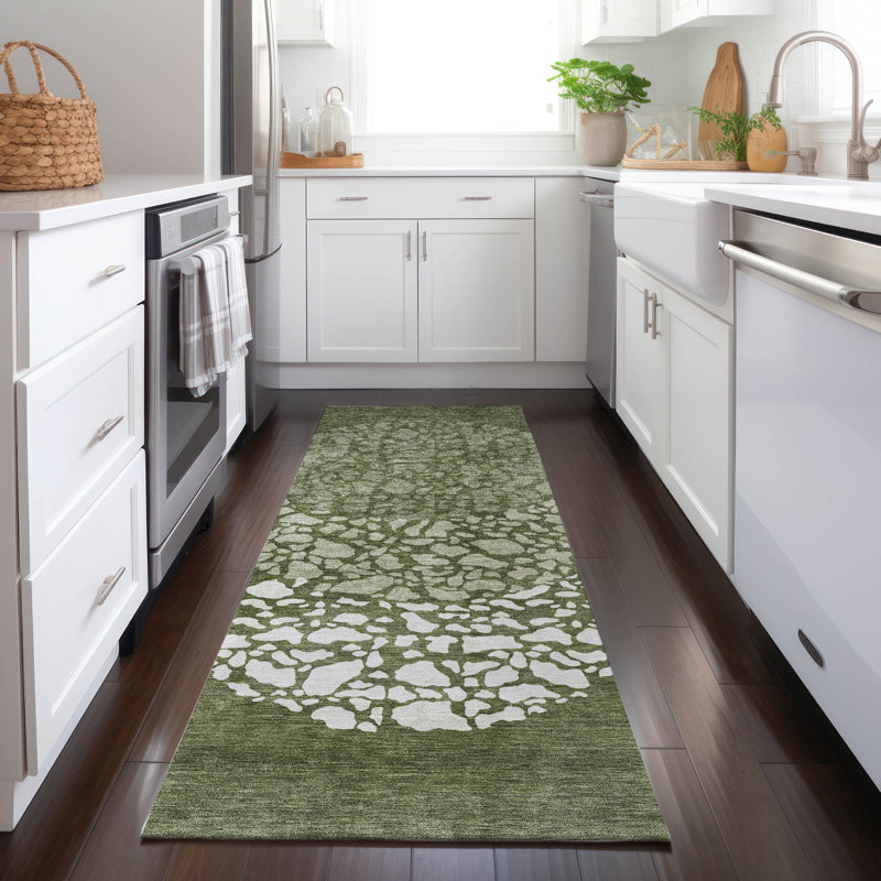 Machine-Washable Stain Resistant Abstract Area Rug, Runner 2'3" x 7'6"