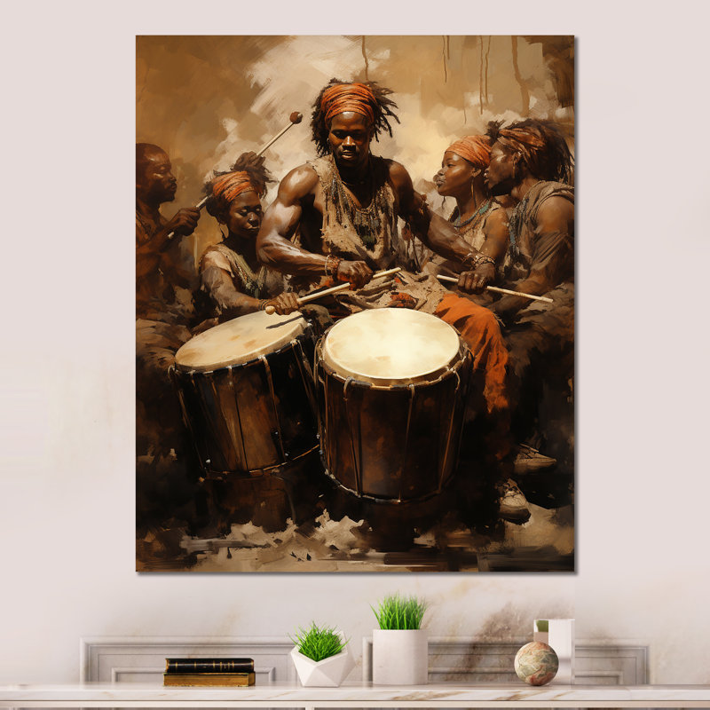 "Drame africain traditionnel" sur métal, H 40 po x l 30 po x P 1,5 po