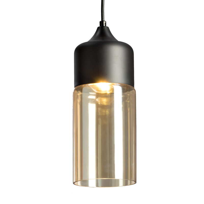 Roderick 1-Light Amber Black Cylinder Pendant