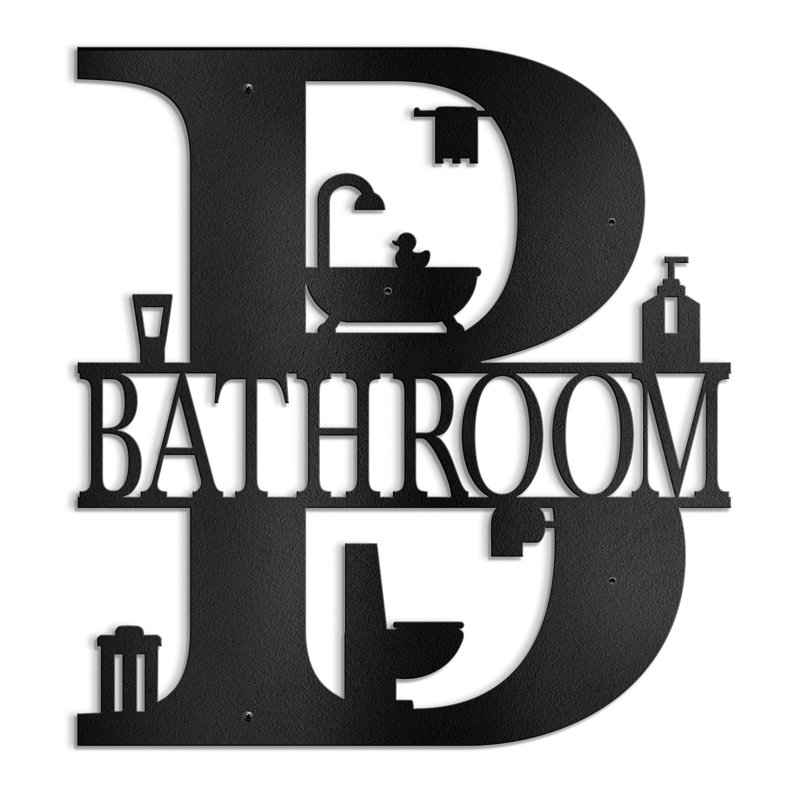 BATHROOM-Black And Gold Dimensional Iron Wall Sculpture Metal Wall Art Modern Bathroom Decor, Blck