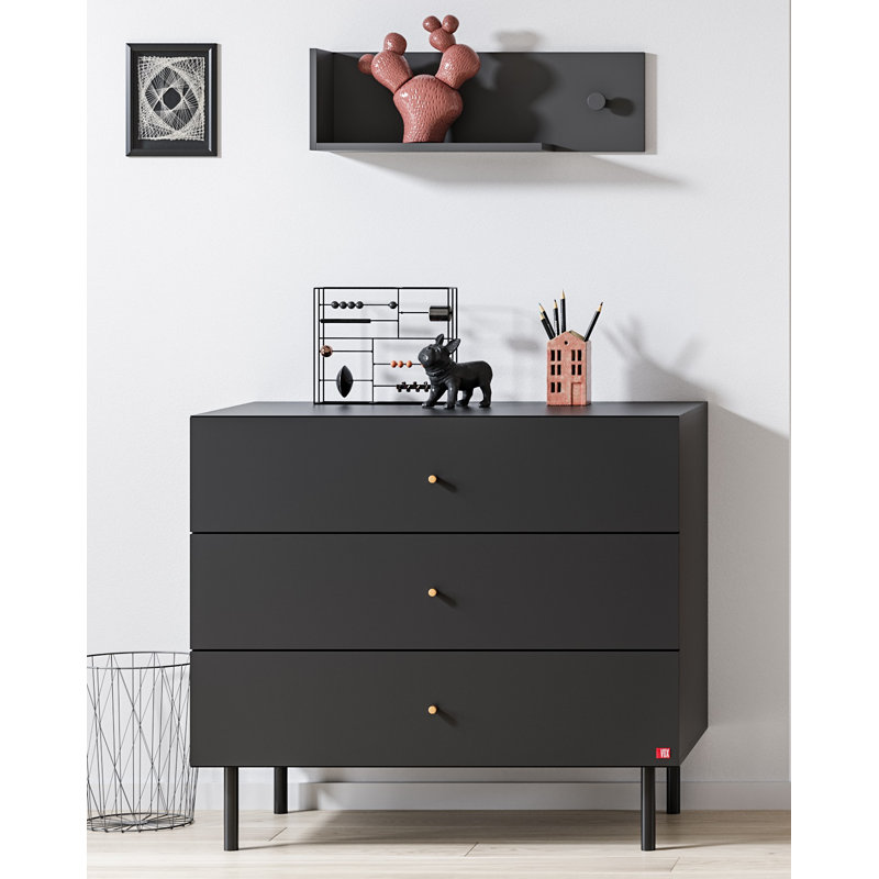 Karter 3 Drawer Chest, Black
