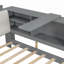 Lit plateforme en bois avec tête de lit, tablettes et 2 tiroirs