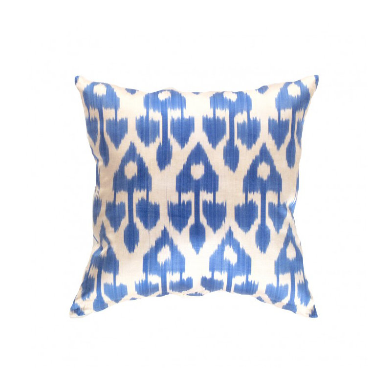 Coussin décoratif TI 300 ikat bleu TI 20 po x 20 po