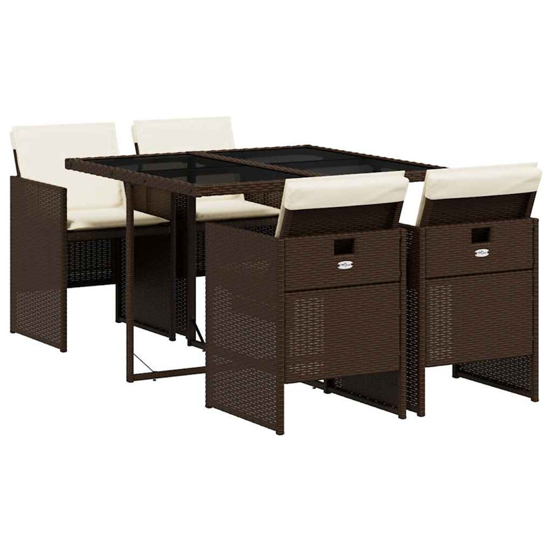 Patio Dining Set with, Cream White, Brown
