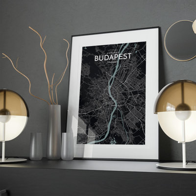 Budapest City Map In Midnight - No Frame Print