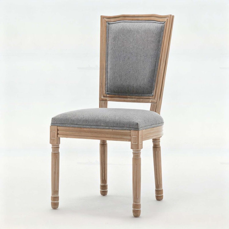Ensemble de 2 chaises de salle à manger Farmhouse, Tissu gris
