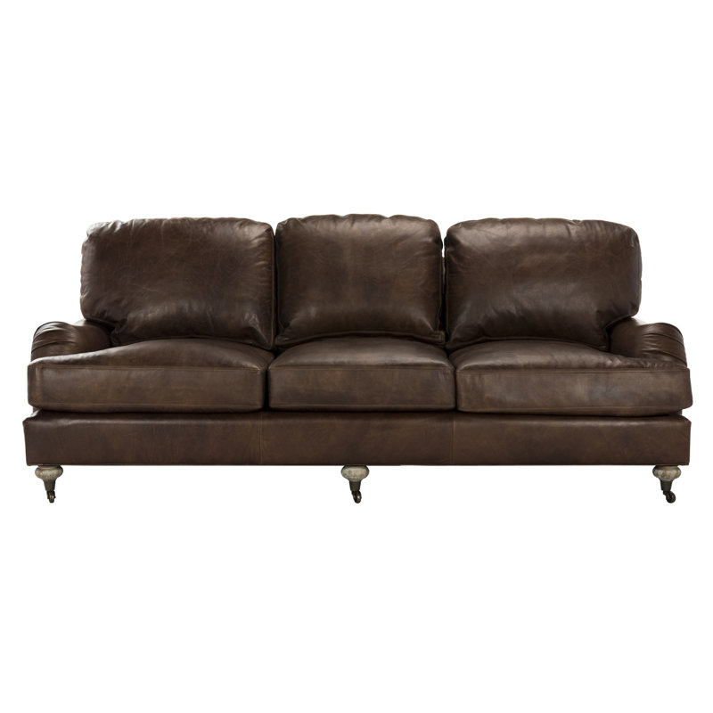 Rhys Upholstered 890'' Sofa, Brown Faux Leather