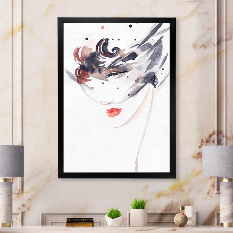 «Venice Mask Fashion Woman», œuvre d'art sur toile glamour, H 20 po x l 12 po, Toile avec cadre noir