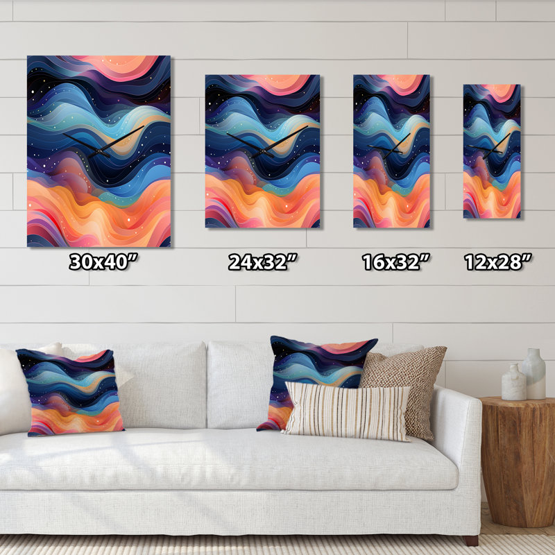 Celestial Dreams Galaxy Motif V - Très grandes horloges murales abstraites, H 32 po x l 16 po x P 1 po