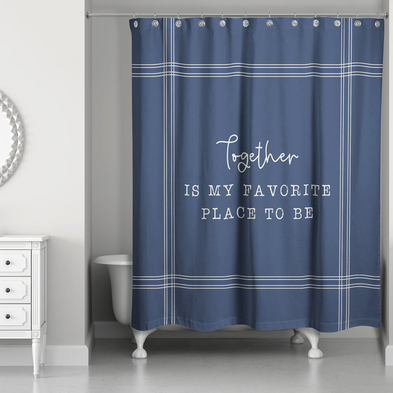 Rideau de douche simple Perine, Bleu marine