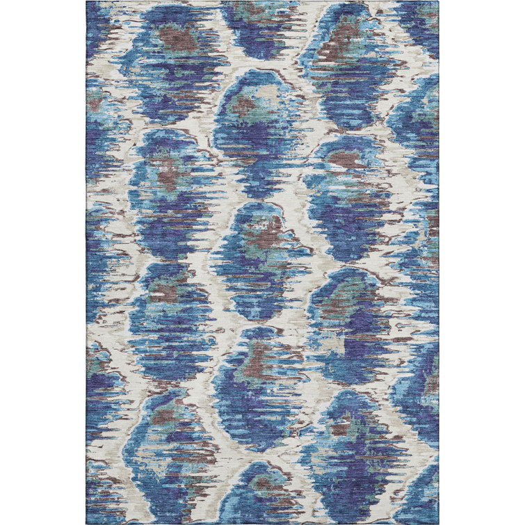 Premium Machine Washable Prisco Blue Rug
