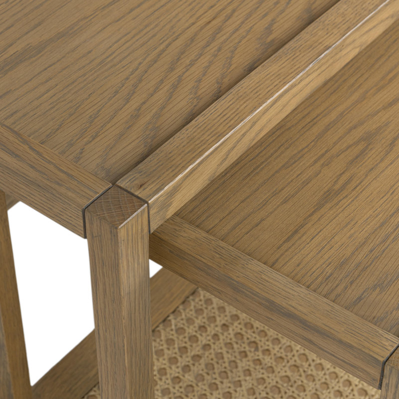 Devin Oak Wood Nesting End Table, Latte Brown