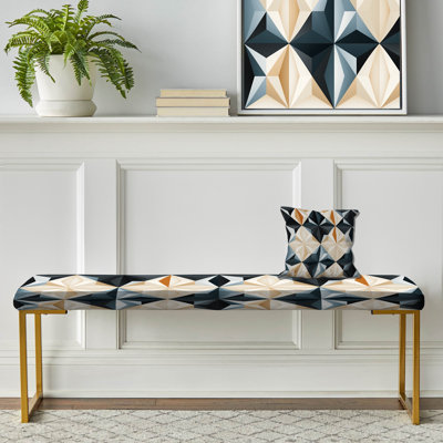 Banc blanc rembourré géométrique blanc Symmetry Symmetry