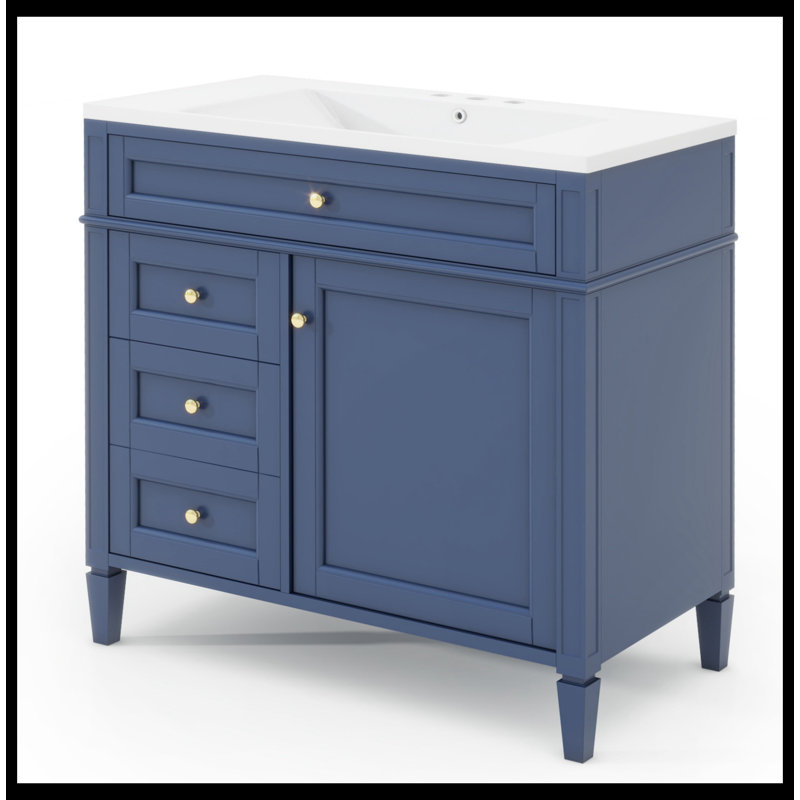 Mosinak 36.00'' Single Bathroom Vanity with Top, Blue