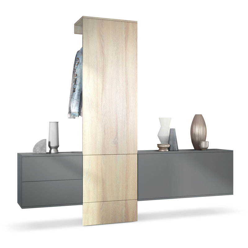 Chappa 209 cm W Hallway Set with Shoe Storage, Rough-cut oak