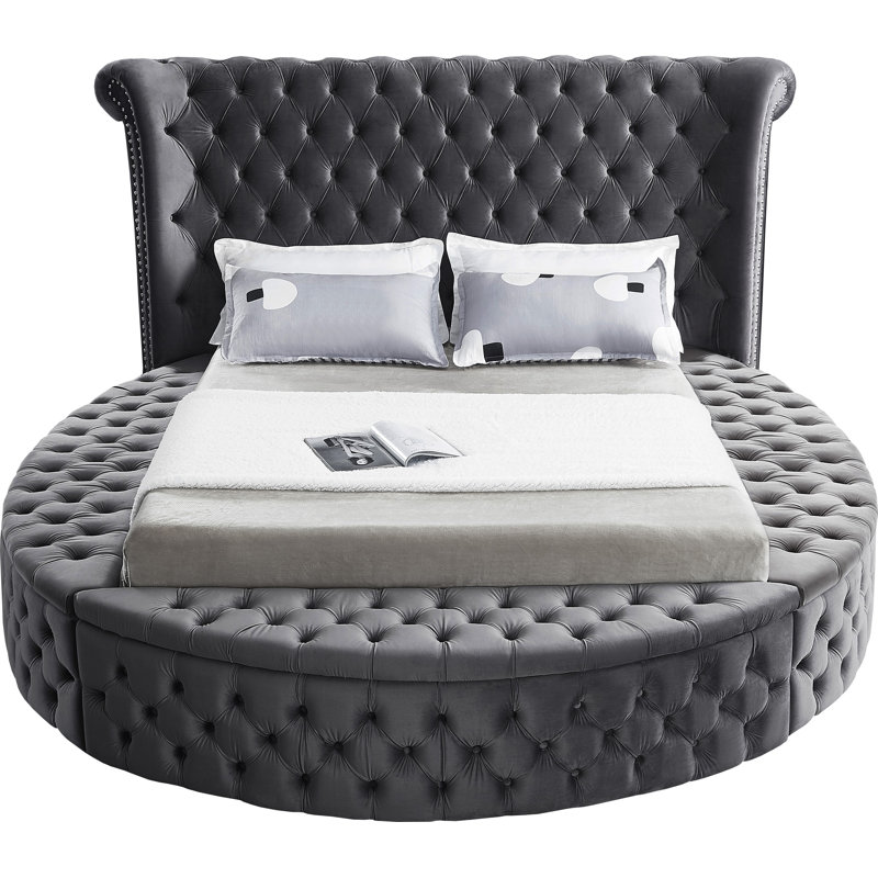 Dorgan Upholstered Wingback Bed, King, Grey Velvet