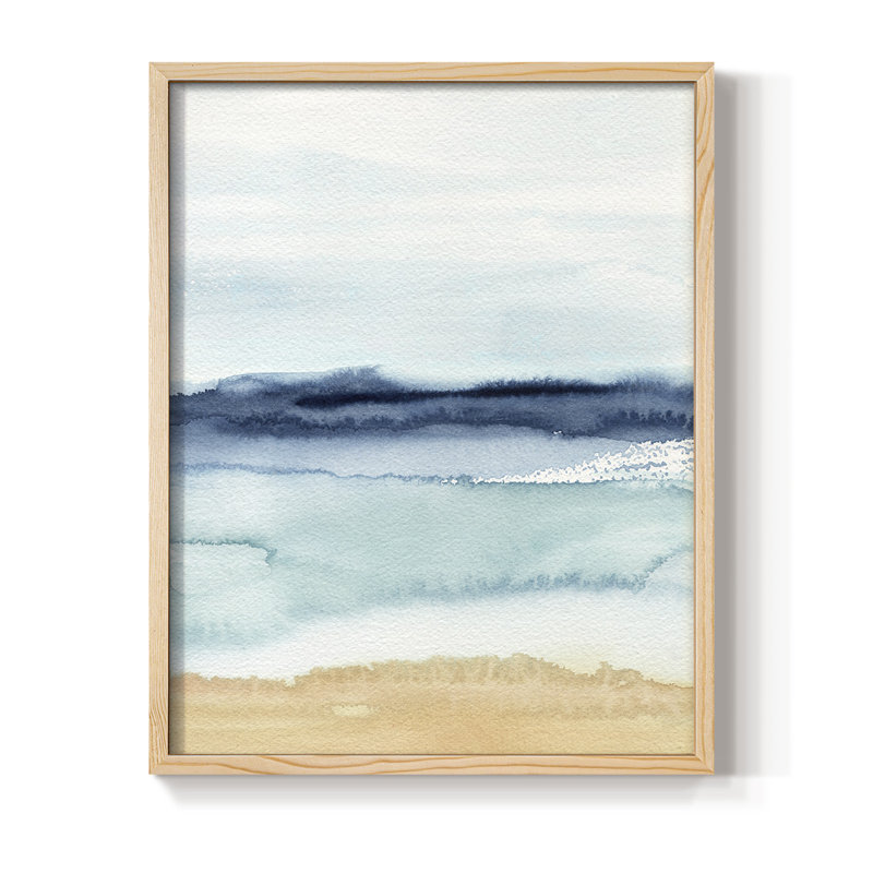 Watercolor Ocean Horizon II, reproduction encadrée - bois massif, H 30 po x l 24 po