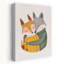 Woodland Friends Embrace Peaceful Contemporary Fox Wolf Forest Wall Art Print by Mathieu - Wrapped Canvas Print-851331673
