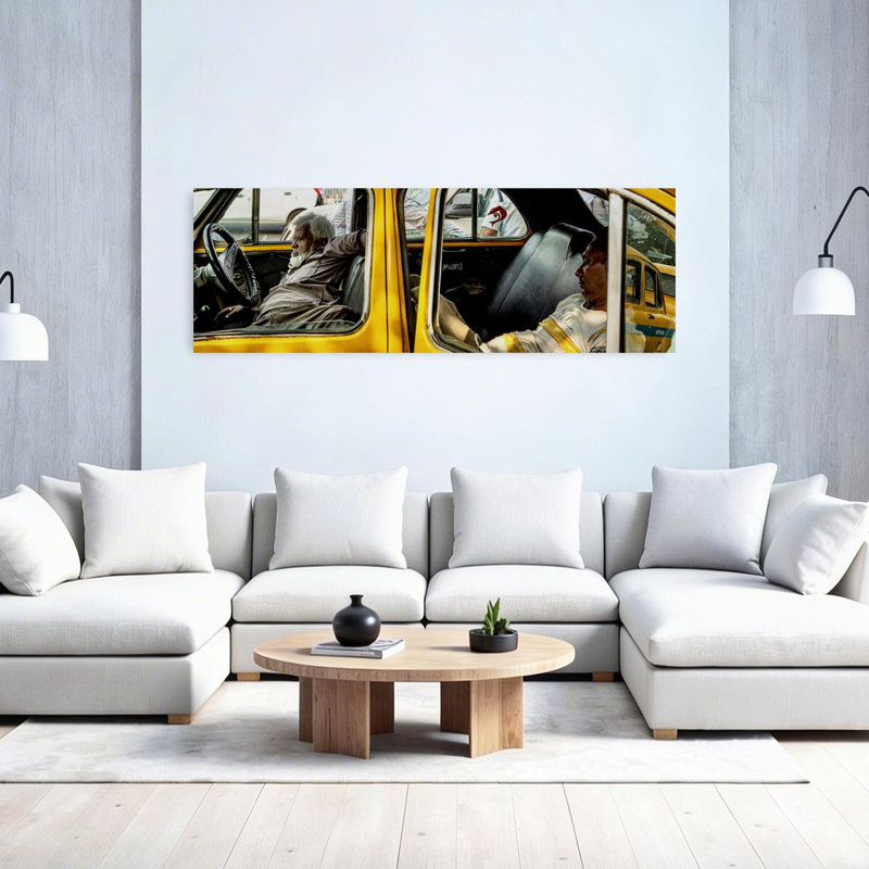 Art contemporain de la ville jaune, H 20 po x l 60 po