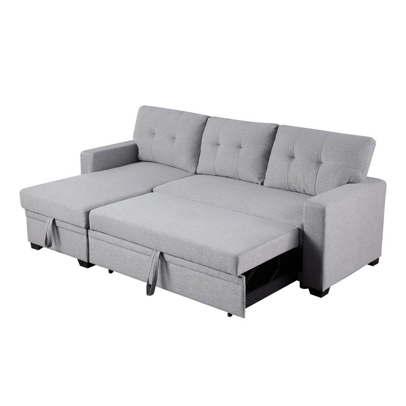 Upholstered Pull Out Sectional Sofa With Chaise