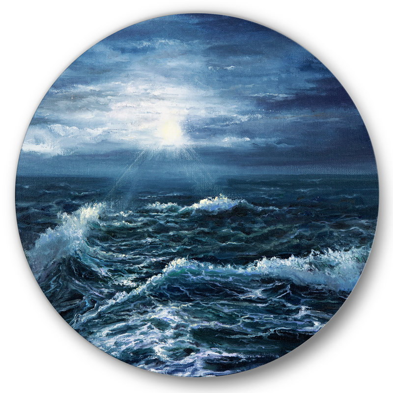 Soleil à travers les vagues de l'océan - reproduction d'art, H 36 po x l 36 po x P 1 po