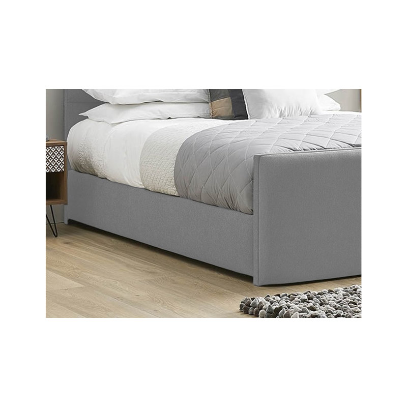 Ledley Kailua Upholstered Bed Frame - Plush Velvet with Headboard and Sprung Slats, Silver, Double (4'6)