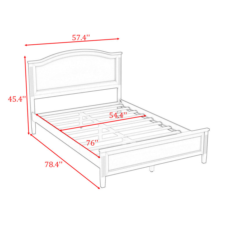Lit plateforme avec tête de lit, Lit double, Blanc