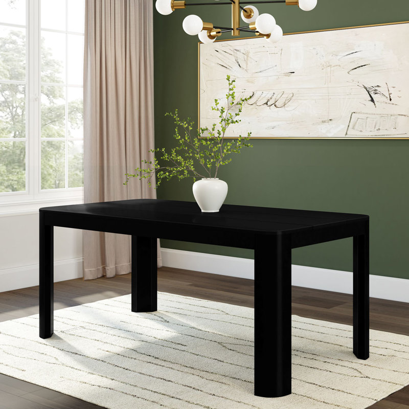 Table de salle à manger en bois massif Bergeman, Noir, H 30 po x l 35,75 po x L 72 po