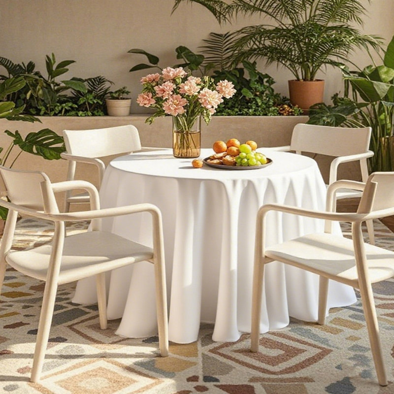 6 pièces / paquet de nappes rondes en polyester sans soudure de 132 pouces, parfaites pour un usage quotidien, les cuisines de restaurant et diverses décorations de table, ces articles durables et faciles à installer sont parfaits pour tout décor