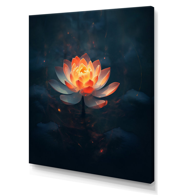 «Blossoming Wild White Lotus In Full Moon Pond I», reproduction d'art sur toile Lotus, H 40 po x l 30 po, Toile tendue