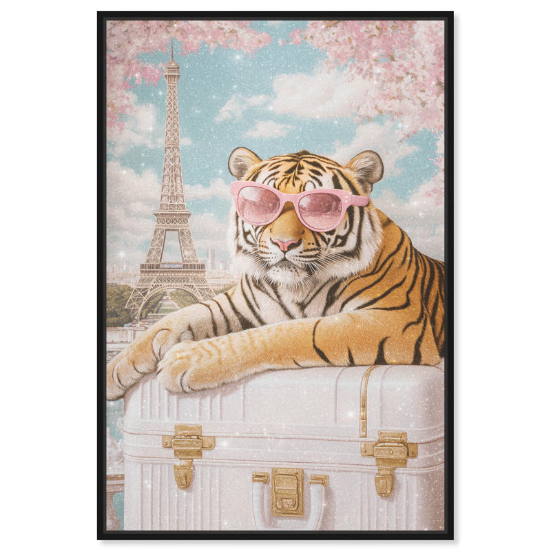 Décoration murale Tiger , Cadre flottant noir, H 16 po x l 11 po