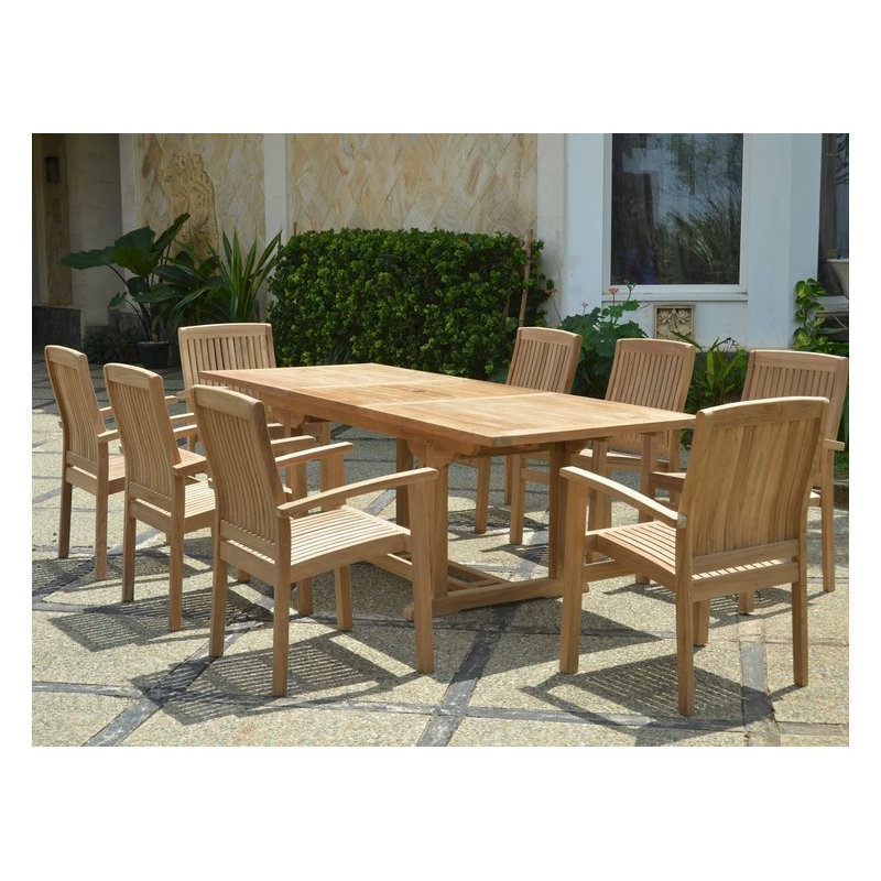 Bahama Outdoor 9 - Piece Teak Dining Set, 29"H x 35"W x 150"D