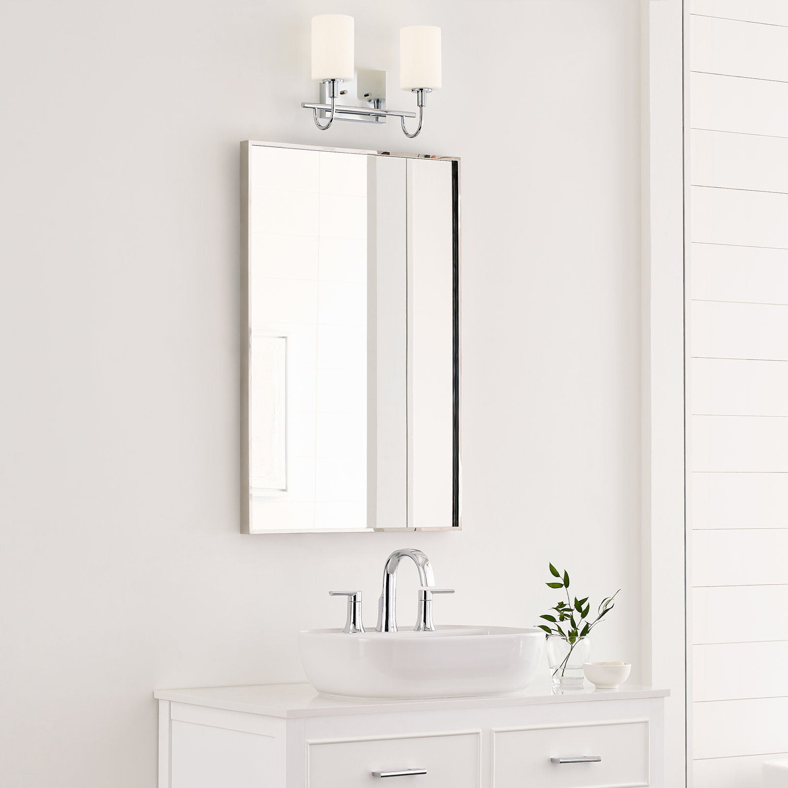 Rowley 2-Light Dimmable Vanity Light, Chrome